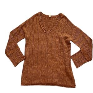 Wishlist V Neck Rust Brown Knit Sweater